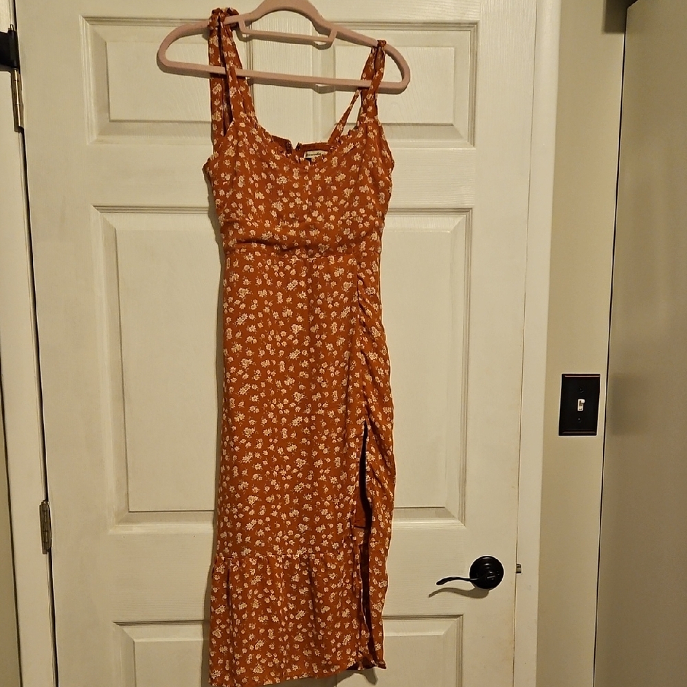 Abercrombie & Fitch Rust Floral Midi Dress